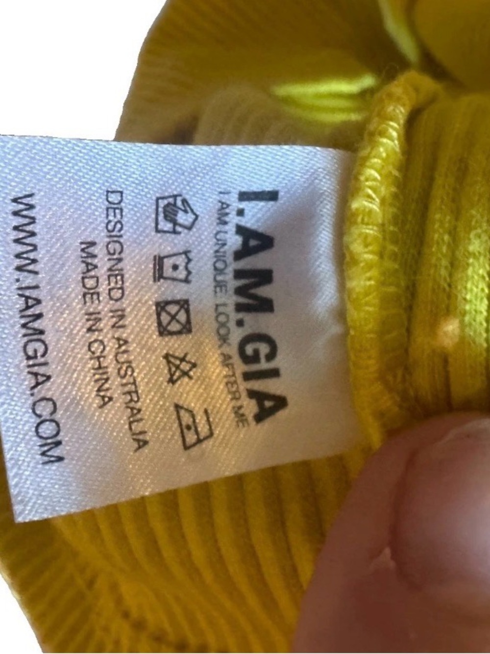 I.AM.GIA Mustard Ribbed Logo Crop Tank - Picture 3 of 3